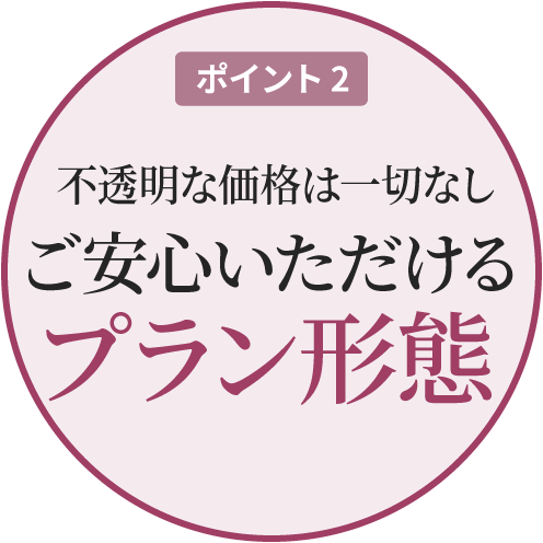 ポイント2 不透明な価格は一切なし ご安心いただけるプラン形態